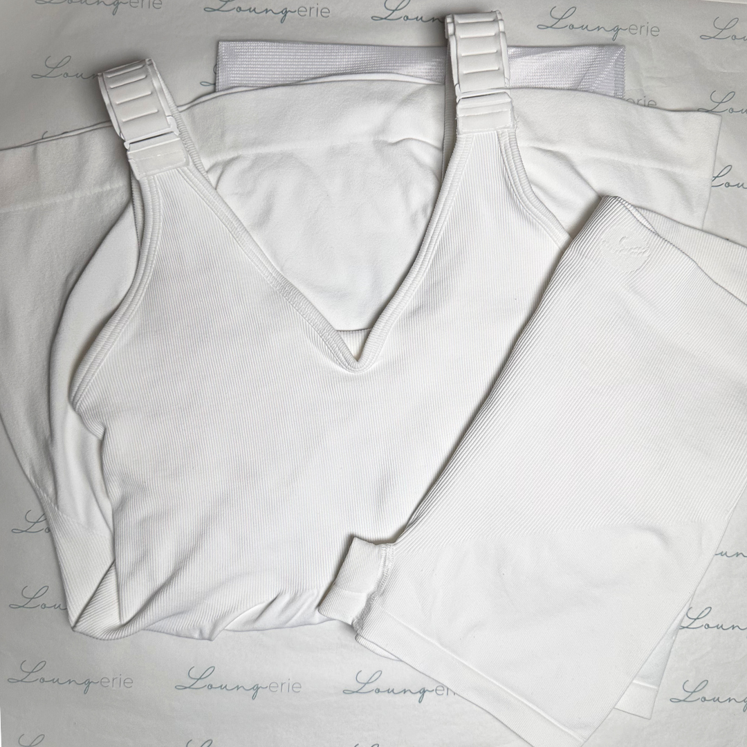 White Vest with In-Built Bralette & Short Set