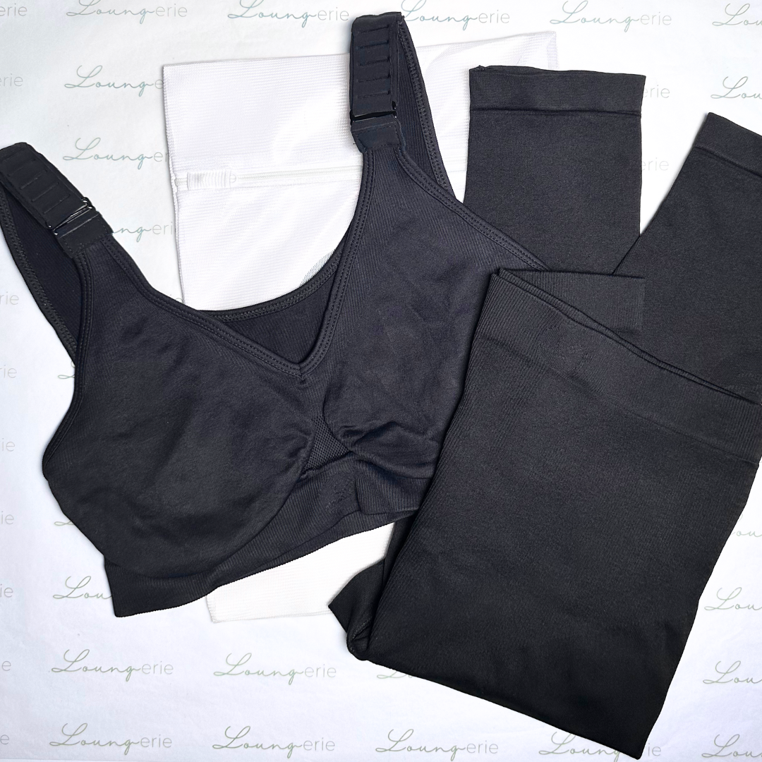 Black Comfort Wirefree Bralette and Leggings Set