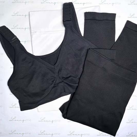 Black Comfort Wirefree Bralette and Leggings Set