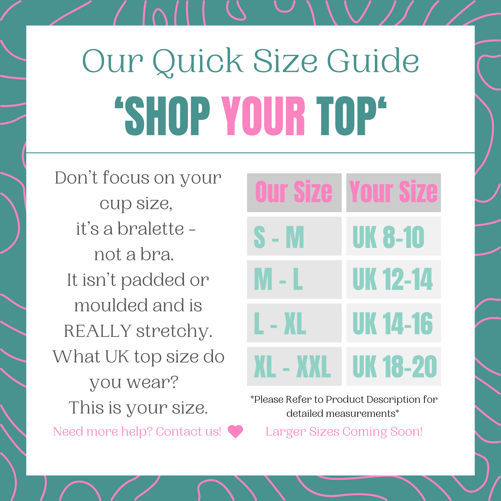 Comfort Bra Quick Size Guide
