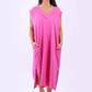 Long Plain Cotton Lagenlook Dress (Plus Size)