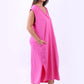 Long Plain Cotton Lagenlook Dress (Plus Size)