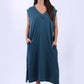 Long Plain Cotton Lagenlook Dress (Plus Size)