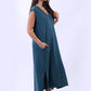 Long Plain Cotton Lagenlook Dress (Plus Size)